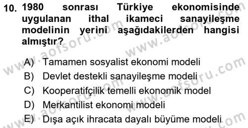 Türk Siyasal Hayatı Dersi 2024 - 2025 Yılı (Final) Dönem Sonu Sınav Soruları 10. Soru