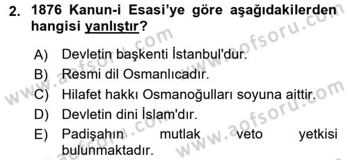 Türk Siyasal Hayatı Dersi 2024 - 2025 Yılı (Final) Dönem Sonu Sınav Soruları 2. Soru