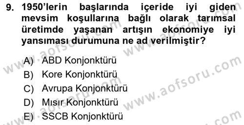 Türk Siyasal Hayatı Dersi 2024 - 2025 Yılı (Final) Dönem Sonu Sınav Soruları 9. Soru
