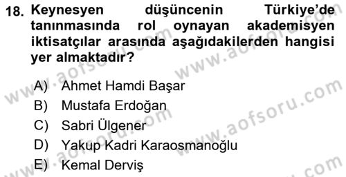 Türk Siyasal Hayatı Dersi 2024 - 2025 Yılı Yaz Okulu Sınav Soruları 18. Soru