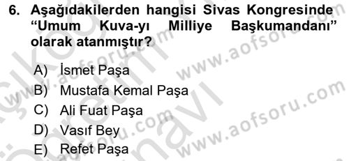 Türk Siyasal Hayatı Dersi 2024 - 2025 Yılı Yaz Okulu Sınav Soruları 6. Soru