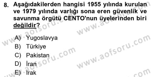 Türk Siyasal Hayatı Dersi 2024 - 2025 Yılı Yaz Okulu Sınav Soruları 8. Soru