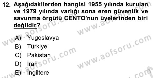 Türk Siyasal Hayatı Dersi 2025 - 2026 Yılı (Vize) Ara Sınav Soruları 12. Soru