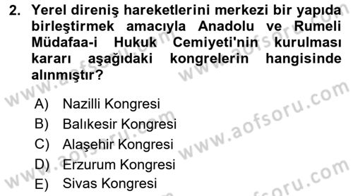 Türk Siyasal Hayatı Dersi 2025 - 2026 Yılı (Vize) Ara Sınav Soruları 2. Soru