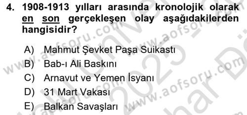 Türk Siyasal Hayatı Dersi 2025 - 2026 Yılı (Vize) Ara Sınav Soruları 4. Soru