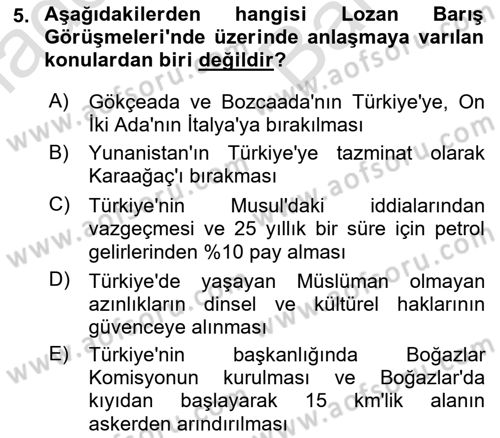 Türk Siyasal Hayatı Dersi 2025 - 2026 Yılı (Vize) Ara Sınav Soruları 5. Soru
