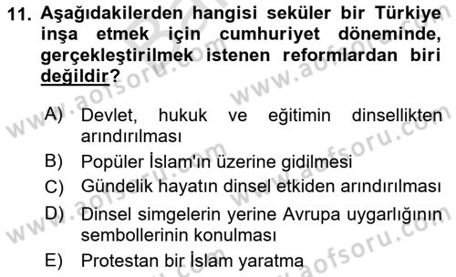 Türk Siyasal Hayatı Dersi 2025 - 2026 Yılı (Final) Dönem Sonu Sınav Soruları 11. Soru