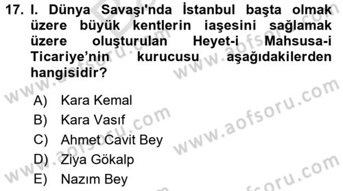 Türk Siyasal Hayatı Dersi 2025 - 2026 Yılı (Final) Dönem Sonu Sınav Soruları 17. Soru