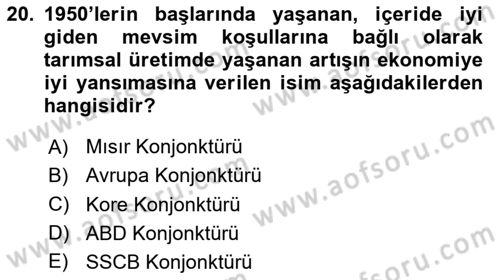 Türk Siyasal Hayatı Dersi 2025 - 2026 Yılı (Final) Dönem Sonu Sınav Soruları 20. Soru