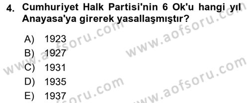 Türk Siyasal Hayatı Dersi 2025 - 2026 Yılı (Final) Dönem Sonu Sınav Soruları 4. Soru