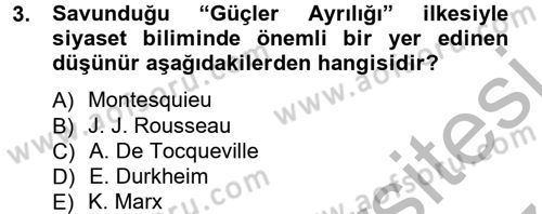 Siyaset Bilimi Dersi 2012 - 2013 Yılı (Vize) Ara Sınav Soruları 3. Soru