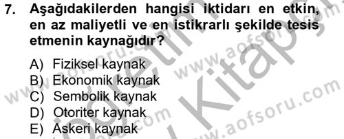 Siyaset Bilimi Dersi Ara Sınavı Deneme Sınav Soruları 7. Soru