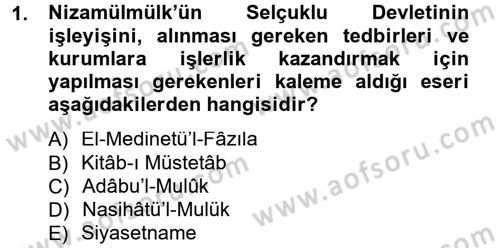 Siyaset Bilimi Dersi 2012 - 2013 Yılı (Final) Dönem Sonu Sınav Soruları 1. Soru