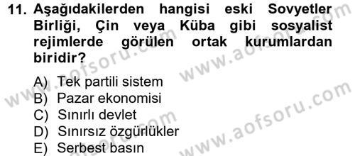 Siyaset Bilimi Dersi 2012 - 2013 Yılı (Final) Dönem Sonu Sınav Soruları 11. Soru