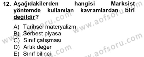 Siyaset Bilimi Dersi 2012 - 2013 Yılı (Final) Dönem Sonu Sınav Soruları 12. Soru