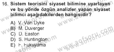Siyaset Bilimi Dersi 2012 - 2013 Yılı Tek Ders Sınav Soruları 16. Soru