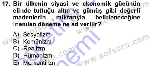 Siyaset Bilimi Dersi 2013 - 2014 Yılı (Vize) Ara Sınav Soruları 17. Soru