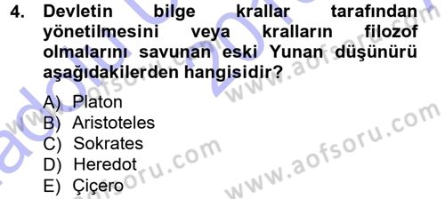 Siyaset Bilimi Dersi Ara Sınavı Deneme Sınav Soruları 4. Soru