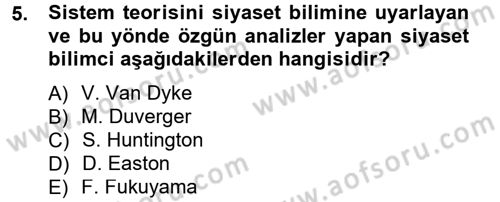 Siyaset Bilimi Dersi 2013 - 2014 Yılı (Vize) Ara Sınav Soruları 5. Soru
