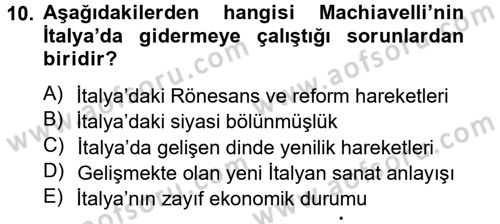 Siyaset Bilimi Dersi 2013 - 2014 Yılı (Final) Dönem Sonu Sınav Soruları 10. Soru