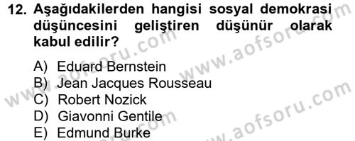 Siyaset Bilimi Dersi 2013 - 2014 Yılı (Final) Dönem Sonu Sınav Soruları 12. Soru
