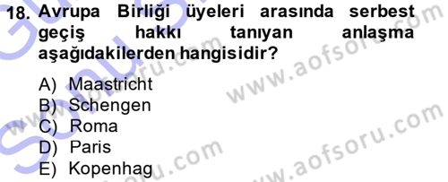 Siyaset Bilimi Dersi 2013 - 2014 Yılı (Final) Dönem Sonu Sınav Soruları 18. Soru