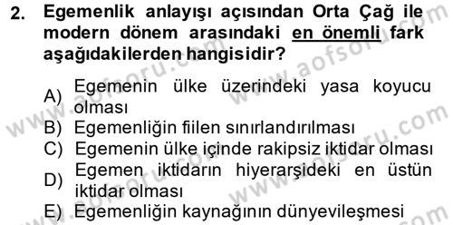 Siyaset Bilimi Dersi 2013 - 2014 Yılı (Final) Dönem Sonu Sınav Soruları 2. Soru