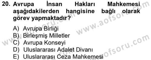 Siyaset Bilimi Dersi 2013 - 2014 Yılı (Final) Dönem Sonu Sınav Soruları 20. Soru