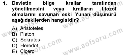 Siyaset Bilimi Dersi 2013 - 2014 Yılı Tek Ders Sınav Soruları 1. Soru
