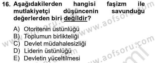 Siyaset Bilimi Dersi 2013 - 2014 Yılı Tek Ders Sınav Soruları 16. Soru