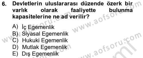 Siyaset Bilimi Dersi 2013 - 2014 Yılı Tek Ders Sınav Soruları 6. Soru