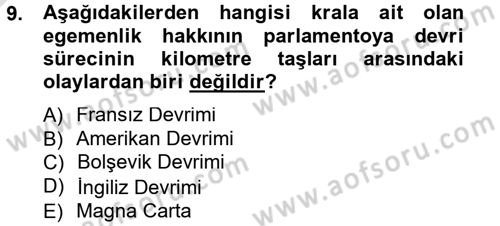 Siyaset Bilimi Dersi 2013 - 2014 Yılı Tek Ders Sınav Soruları 9. Soru