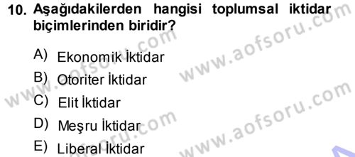 Siyaset Bilimi Dersi Ara Sınavı Deneme Sınav Soruları 10. Soru