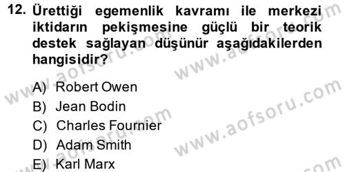 Siyaset Bilimi Dersi Ara Sınavı Deneme Sınav Soruları 12. Soru