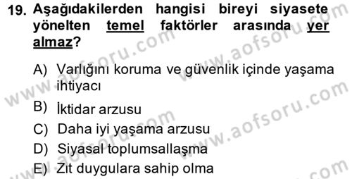 Siyaset Bilimi Dersi Ara Sınavı Deneme Sınav Soruları 19. Soru
