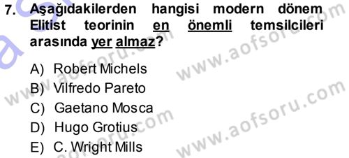Siyaset Bilimi Dersi Ara Sınavı Deneme Sınav Soruları 7. Soru