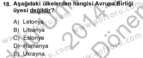 Siyaset Bilimi Dersi 2014 - 2015 Yılı (Final) Dönem Sonu Sınav Soruları 18. Soru