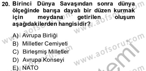 Siyaset Bilimi Dersi 2014 - 2015 Yılı (Final) Dönem Sonu Sınav Soruları 20. Soru