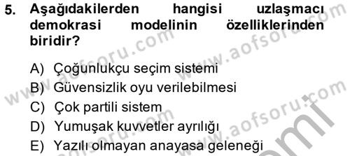 Siyaset Bilimi Dersi 2014 - 2015 Yılı (Final) Dönem Sonu Sınav Soruları 5. Soru