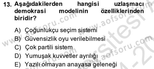 Siyaset Bilimi Dersi 2014 - 2015 Yılı Tek Ders Sınav Soruları 13. Soru