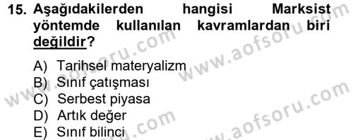 Siyaset Bilimi Dersi 2014 - 2015 Yılı Tek Ders Sınav Soruları 15. Soru