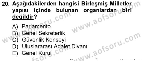 Siyaset Bilimi Dersi 2014 - 2015 Yılı Tek Ders Sınav Soruları 20. Soru