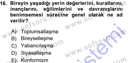 Siyaset Bilimi Dersi 2015 - 2016 Yılı (Vize) Ara Sınav Soruları 16. Soru