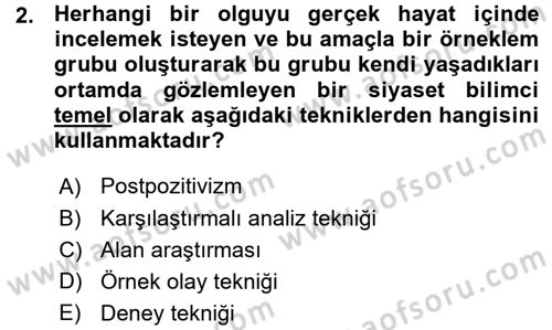 Siyaset Bilimi Dersi 2015 - 2016 Yılı (Vize) Ara Sınav Soruları 2. Soru