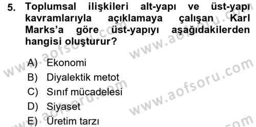 Siyaset Bilimi Dersi 2015 - 2016 Yılı (Vize) Ara Sınav Soruları 5. Soru