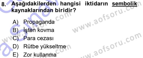 Siyaset Bilimi Dersi 2015 - 2016 Yılı (Vize) Ara Sınav Soruları 8. Soru