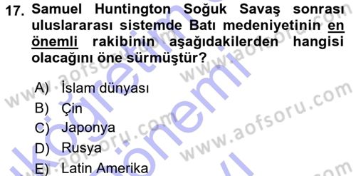 Siyaset Bilimi Dersi 2015 - 2016 Yılı (Final) Dönem Sonu Sınav Soruları 17. Soru
