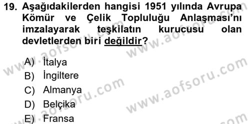 Siyaset Bilimi Dersi 2015 - 2016 Yılı (Final) Dönem Sonu Sınav Soruları 19. Soru