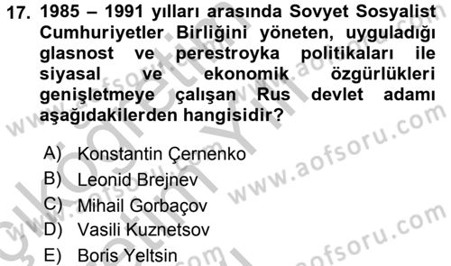 Siyaset Bilimi Dersi 2016 - 2017 Yılı 3 Ders Sınav Soruları 17. Soru