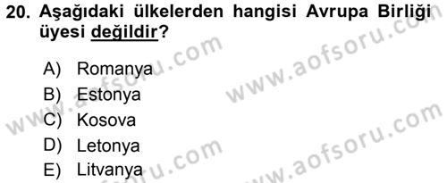 Siyaset Bilimi Dersi 2016 - 2017 Yılı 3 Ders Sınav Soruları 20. Soru